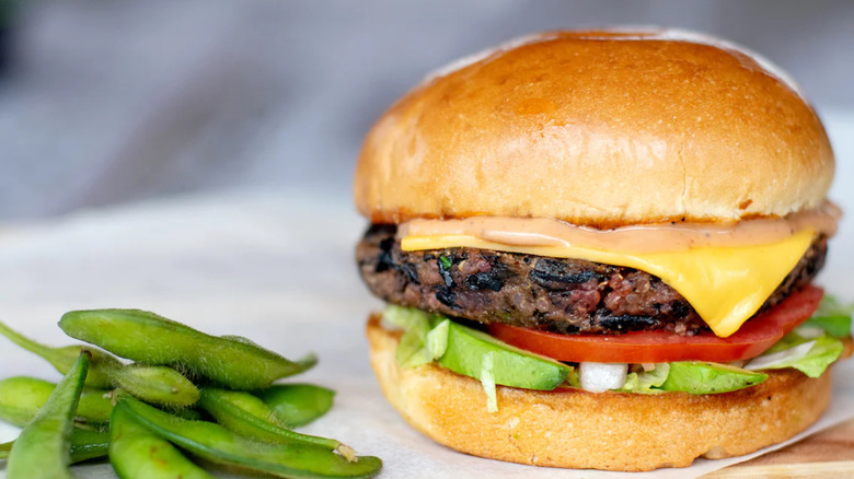 black bean burger with edamame