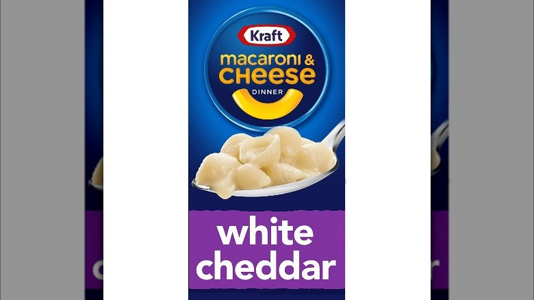 White cheddar mac and cheese box