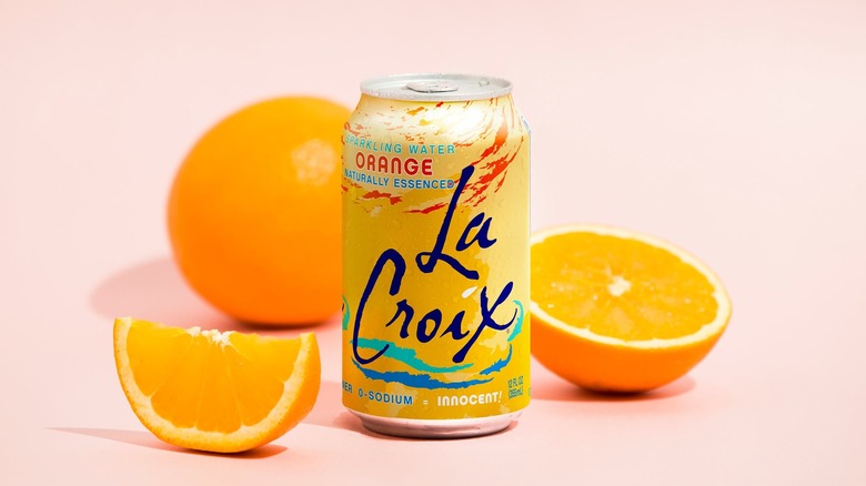 Orange lacroix can and orange slices