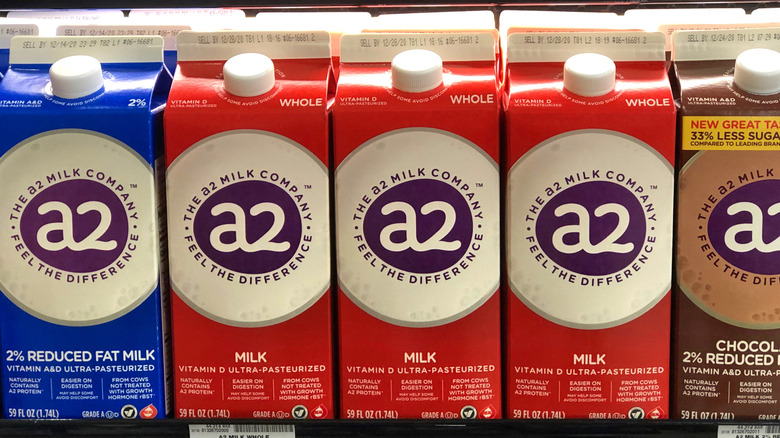 Several cartons of A2 milk