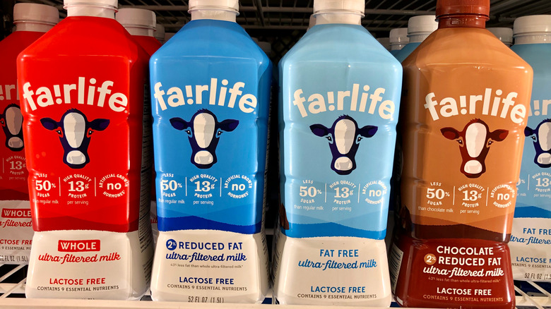 Several bottles of Fairlife milk