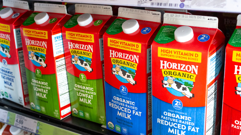 Several cartons of Horizon Organic milk