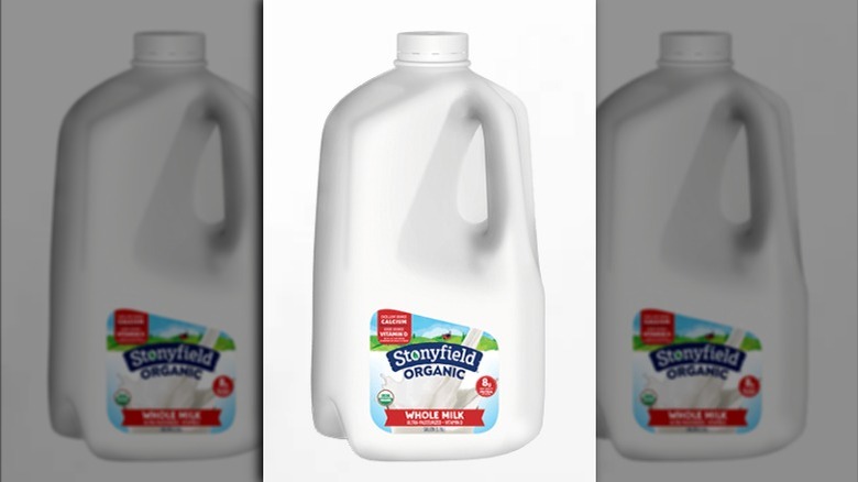 A gallon of Stonyfield Organic milk