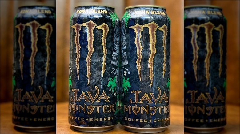 Two cans of Kona Blend Java Monster