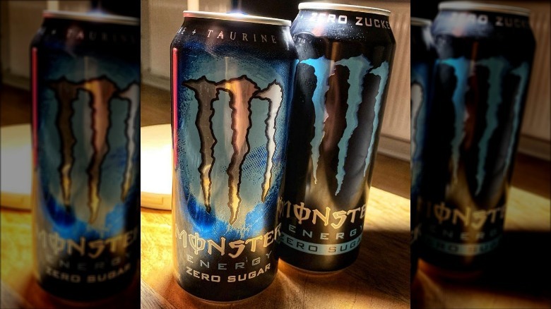 The Original Zero-Sugar Monster Energy drinks on counter