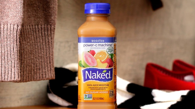 A bottle of Naked Juice Power C Machine Smoothie