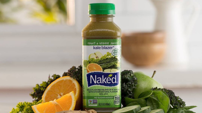 A bottle of kale blazer juice from Naked Juices