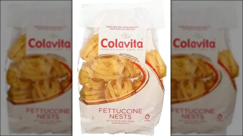 Colavita fettuccine nests in white bag