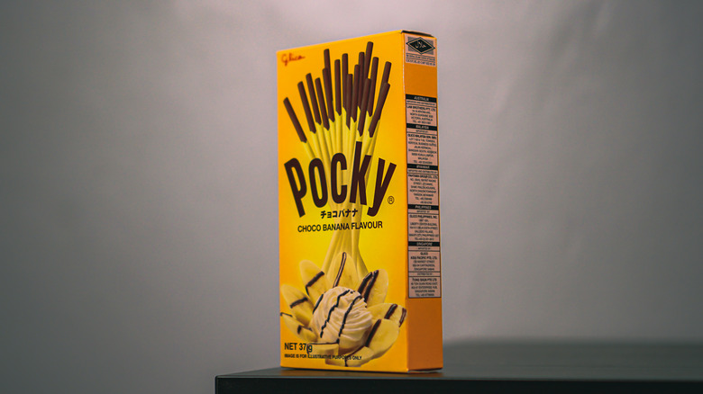 A box of chocolate banana pocky