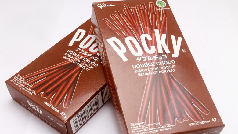 two boxes of double chocolate pocky