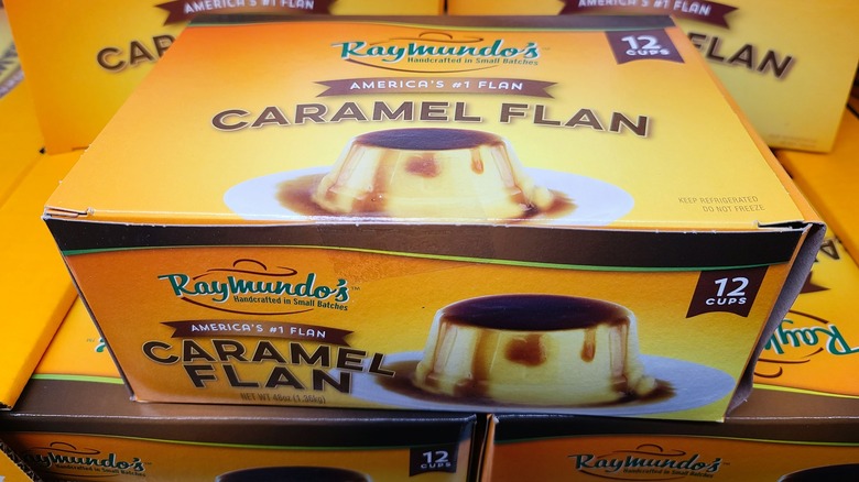 Stacked boxes of Raymundo's Caramel Flan