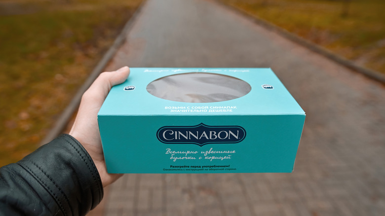 Cinnabon box outside 