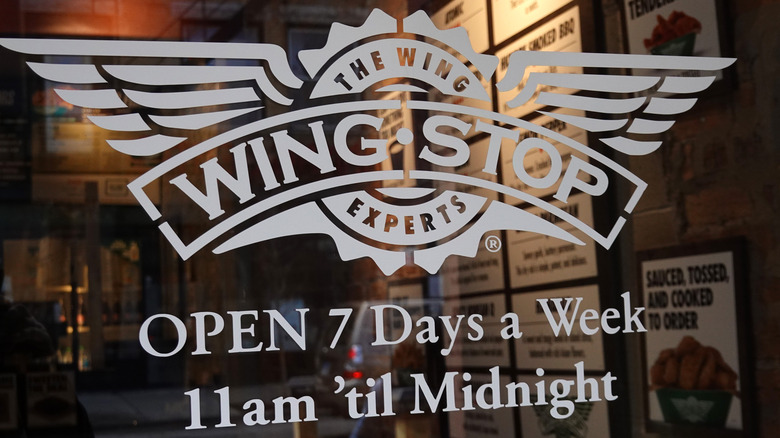 Wingstop logo on window