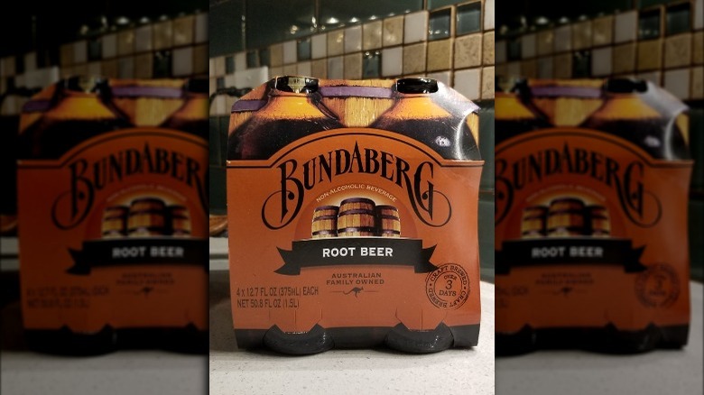 Pack of Bundaberg Root Beer on counter