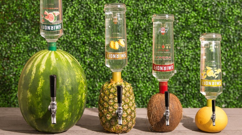 Smirnoff bottles in fruit 