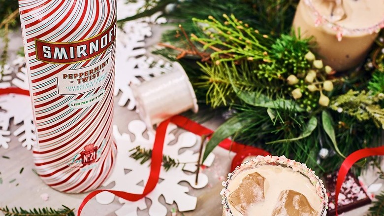 Peppermint vodka with Christmas tree