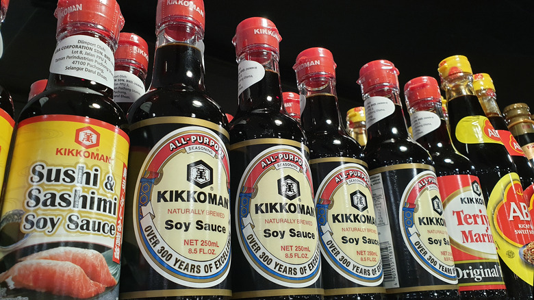 Variety of Kikkoman soy sauces 