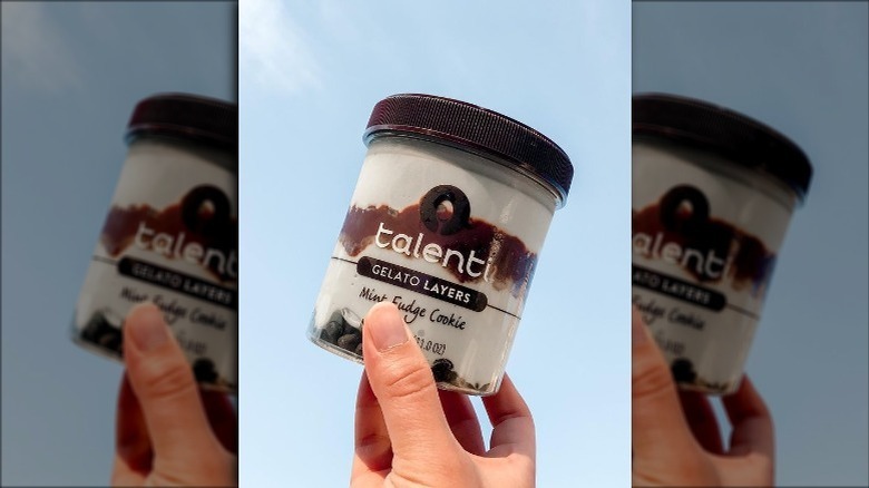 Mint Fudge Cookie layered Talenti gelato pint