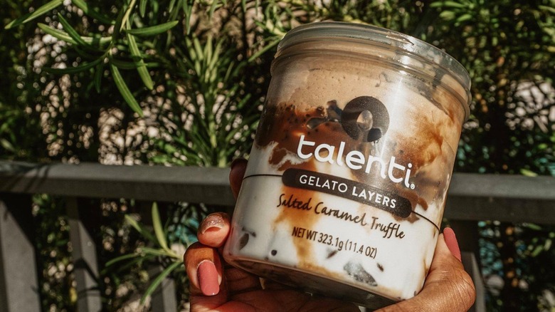 Salted Caramel Truffle gelato in hand