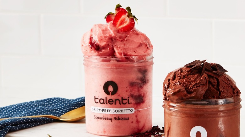 Talenti dairy-free Strawberry Hibiscus Sorbetto with spoon