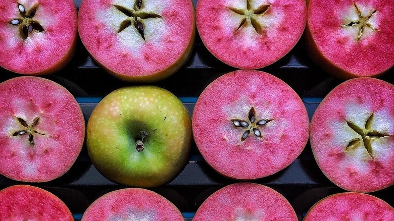 Hidden Rose apples slices open