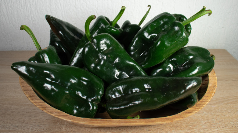 Basket of Poblano Peppers