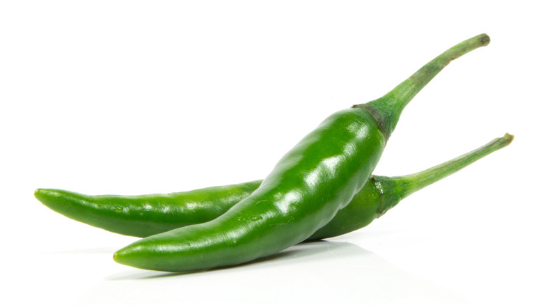 two fresh serrano peppers