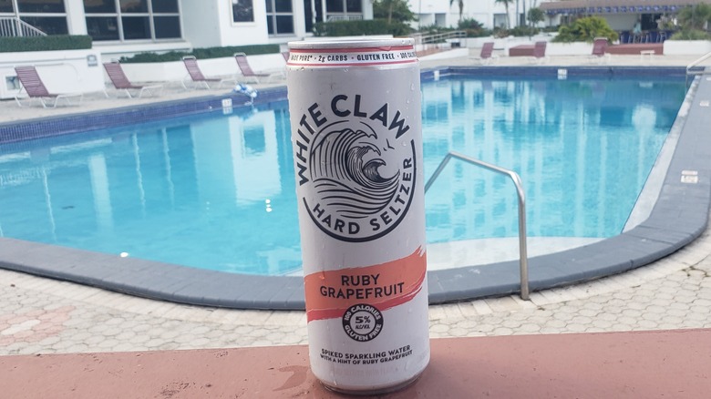 Ruby Grapefruit White Claw by pool