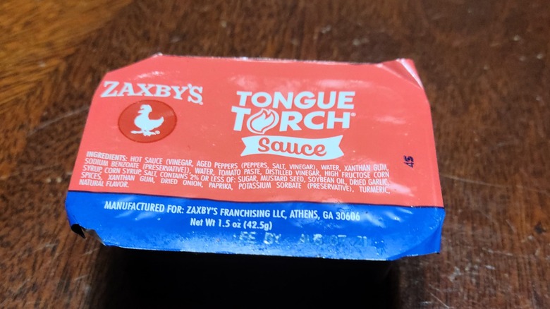 A package of Tongue Torch sauce