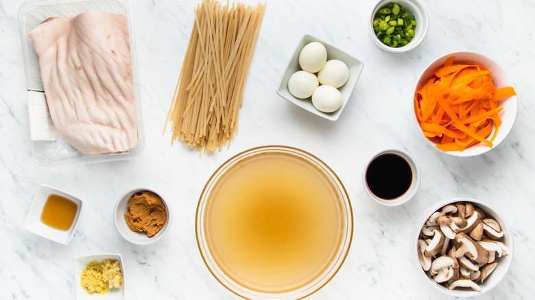 pork belly and ramen ingredients