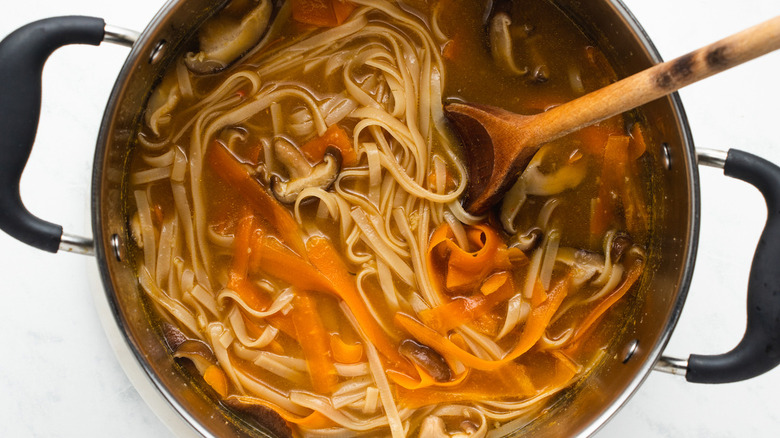 soup with noodles and vegetables