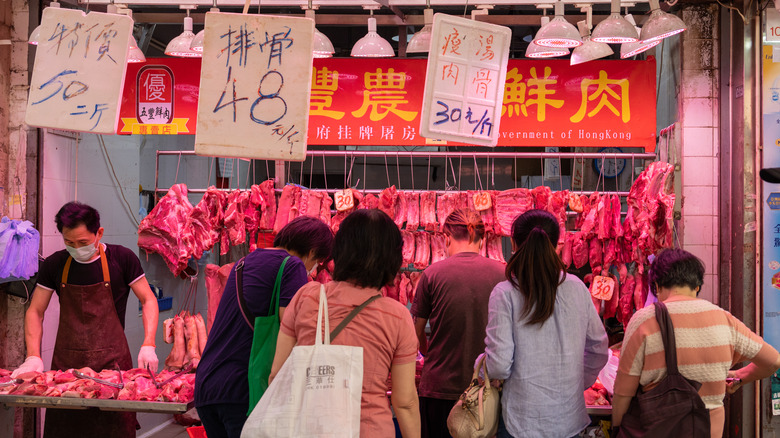 Asian open air meat market