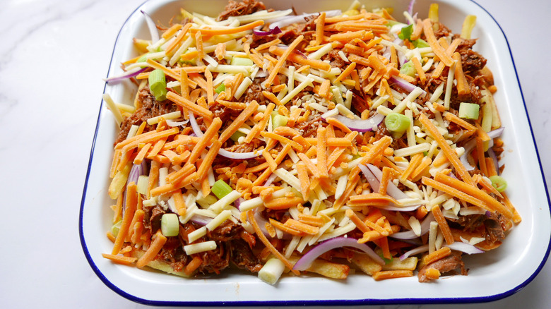 Pork Loaded French Fries layers