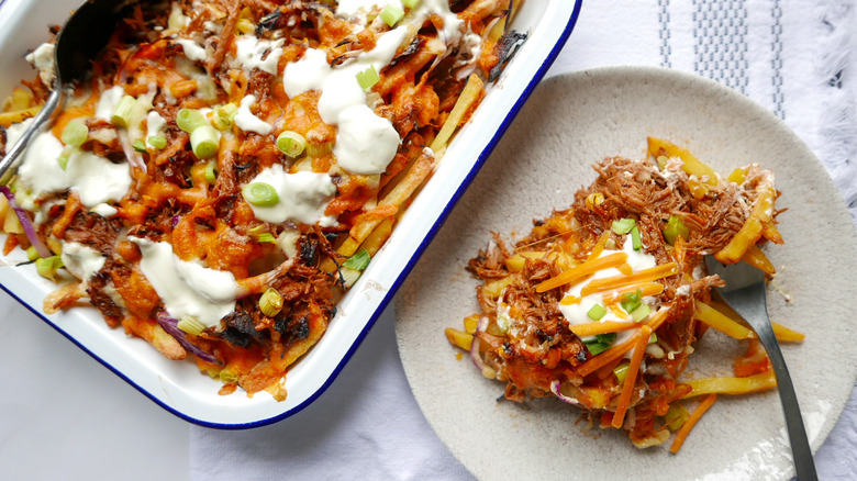 Pork Loaded French Fries on plate 