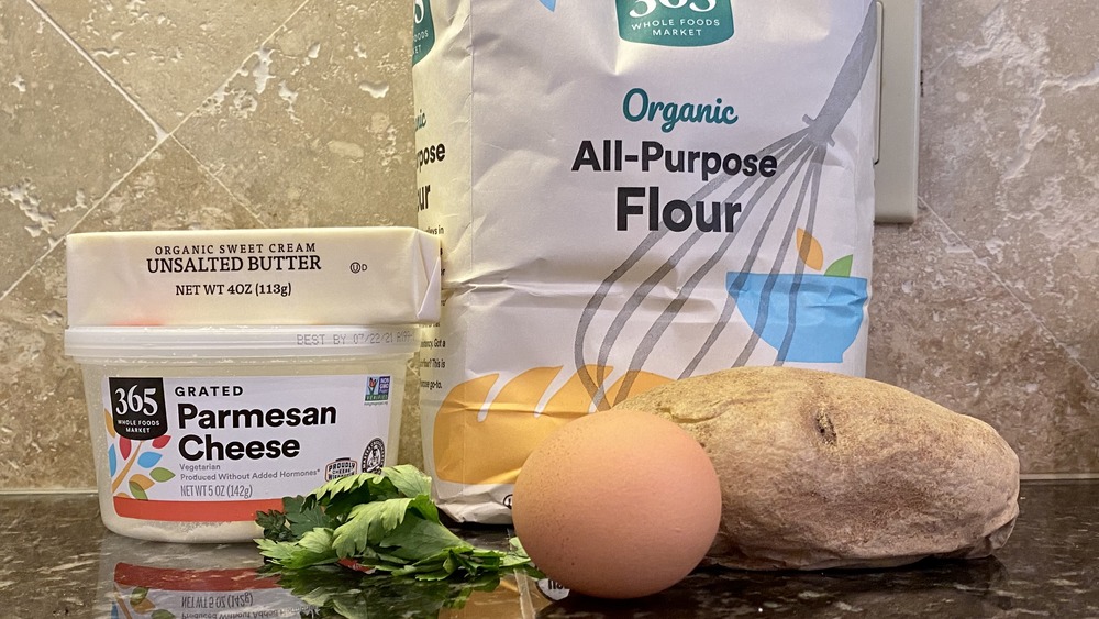 gnocchi ingredients on stone counter