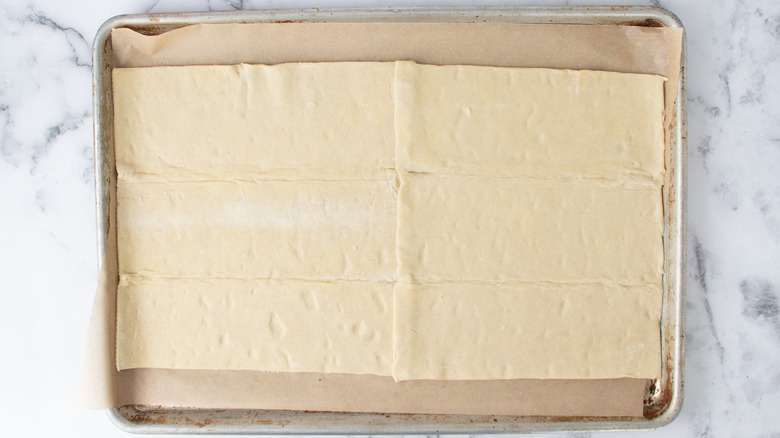 puff pastry on baking sheet