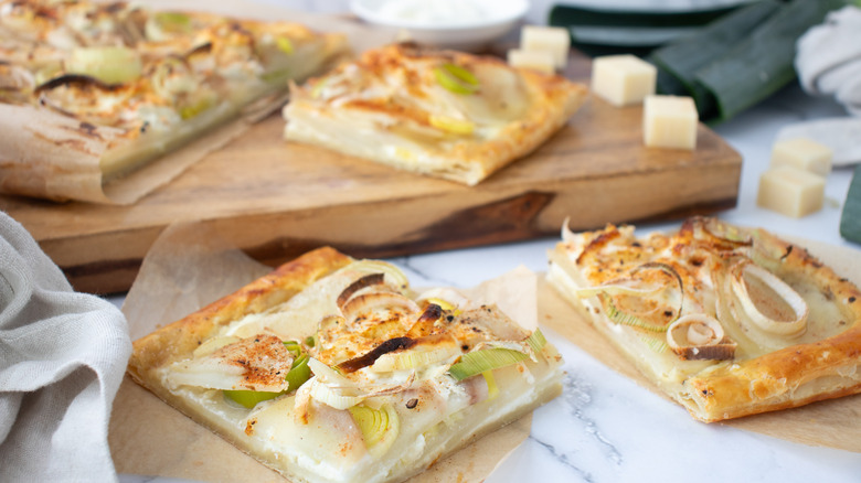 slices of potato leek tart