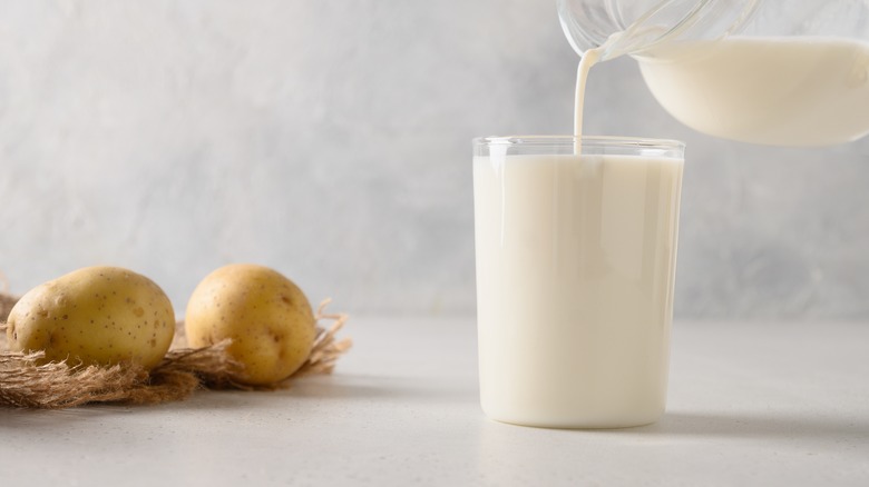 White potato milk in a glass