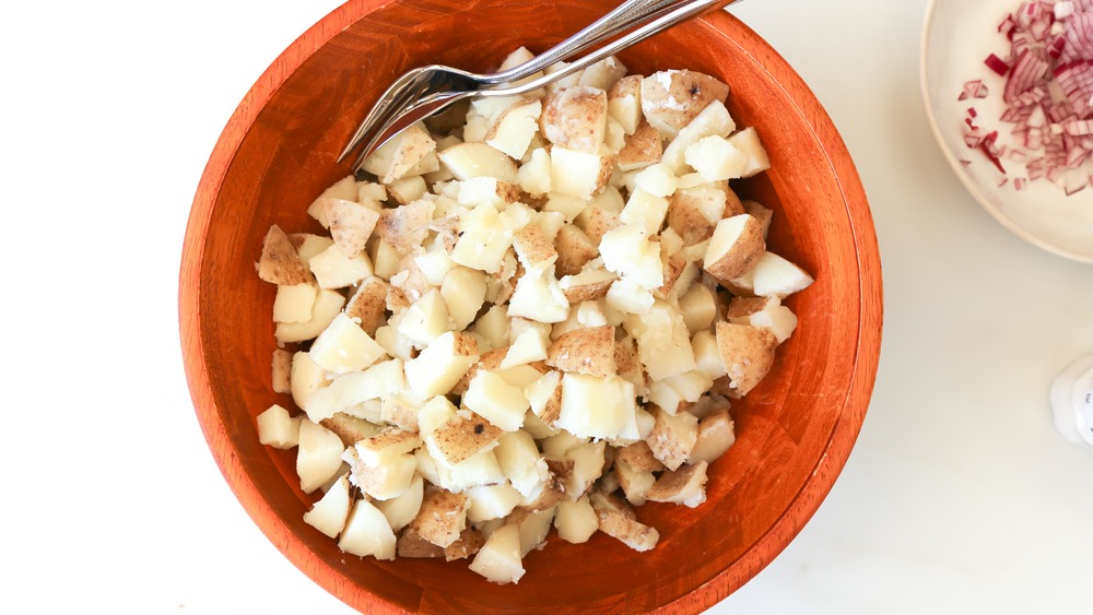 cooked potatoes for potato salad