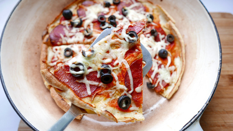 pizza slice on spatula