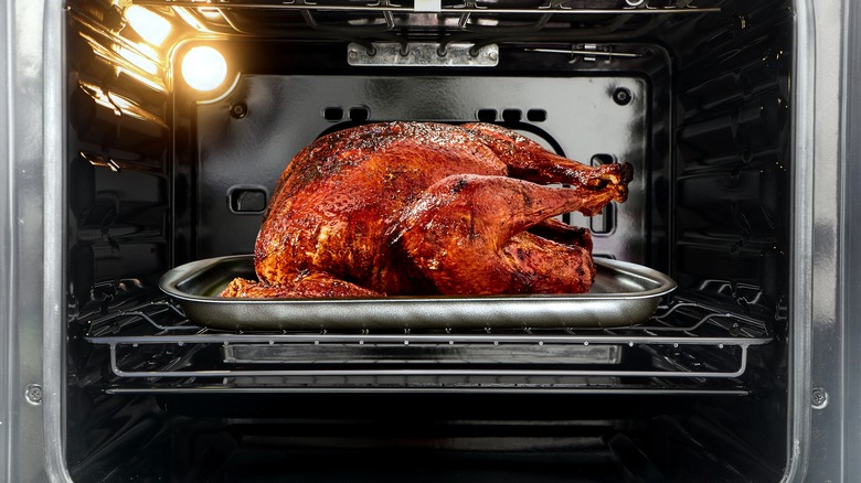 turkey roasting in oven