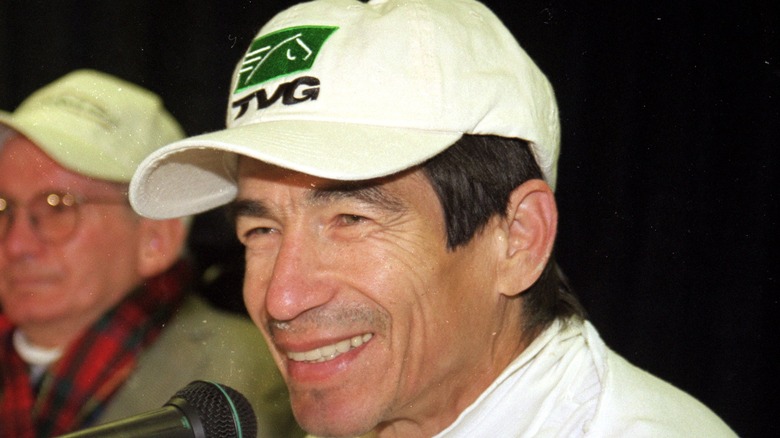 Laffit Pincay smiling at press conference