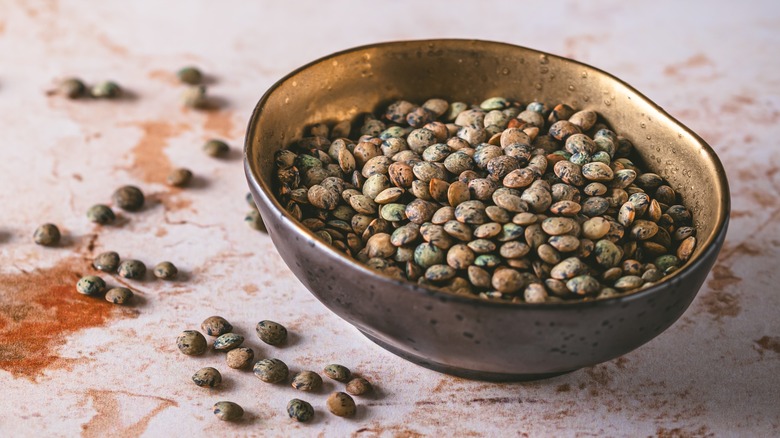 bowl of puy lentils