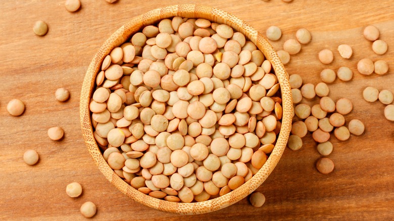 bowl of brown lentils