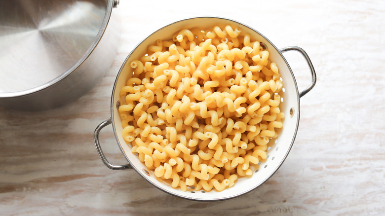 cooked pasta in pot