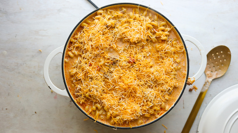 pot of pasta with cheese