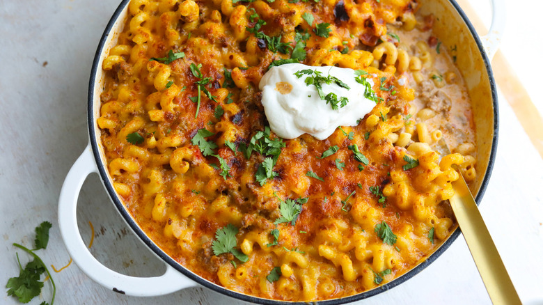 pot of pasta with cheese