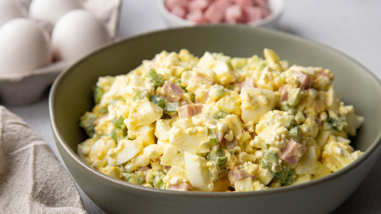 egg salad mixture in bowl