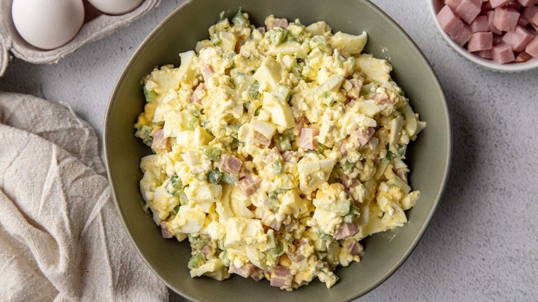 egg salad mixture in bowl