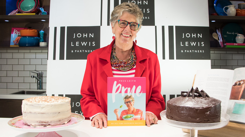 Prue Leith with cookbook, "Prue"